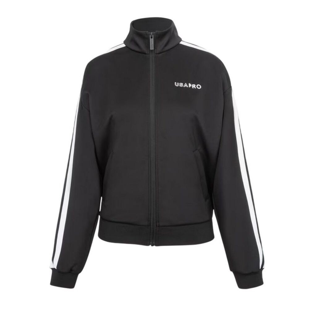USA Pro Womens/Ladies Striped Track Top / Black